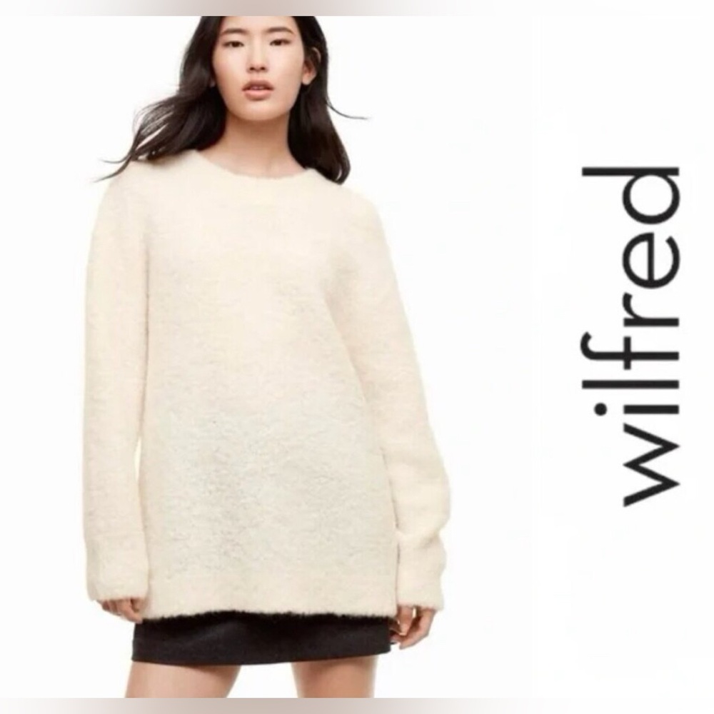 Aritzia Wilfred Cream Birch Seissan Sweater Oversized Slouchy Wool Sweater